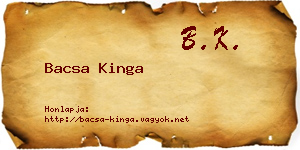 Bacsa Kinga névjegykártya